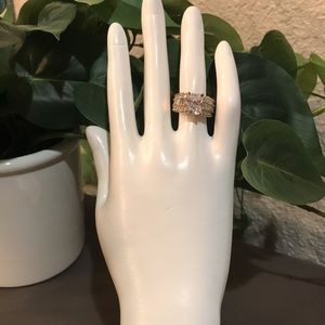 18K over Silver Absolute Simulated Diamond Ring